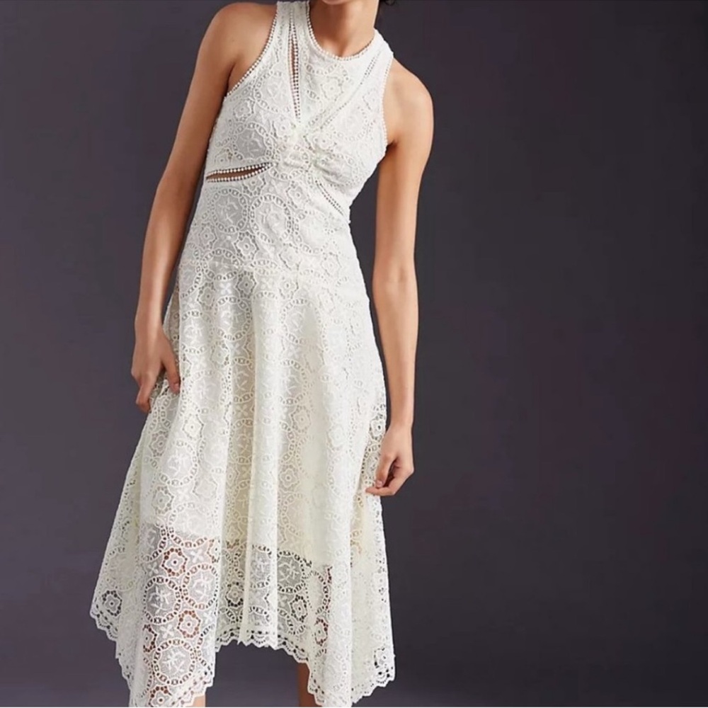 Anthropologie White Lace Midi Dress
